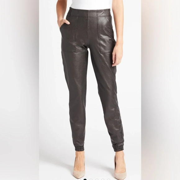 SPANX® Faux Leather Jogger Pants Black Pull On Rocker Chic Luxe Size XL - Picture 3 of 10